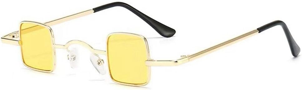 

Мужские и женские модные солнцезащитные очки маленького размера, ультралегкая металлическая оправа, хип-хоп, панк, солнцезащитные очки конфетных цветов JWMSXYQR, Gold-yellow