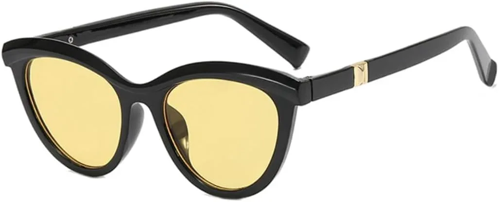 

Женские и мужские солнцезащитные очки «кошачий глаз», модные, для путешествий, уличной фотографии, очки с защитой от УФ-излучения UV400 TKKTLLT, Black Yellow