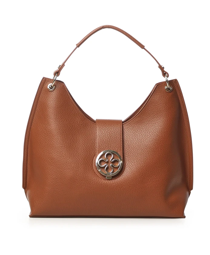 

Коричневая кожаная сумка через плечо на молнии V73, коричневый