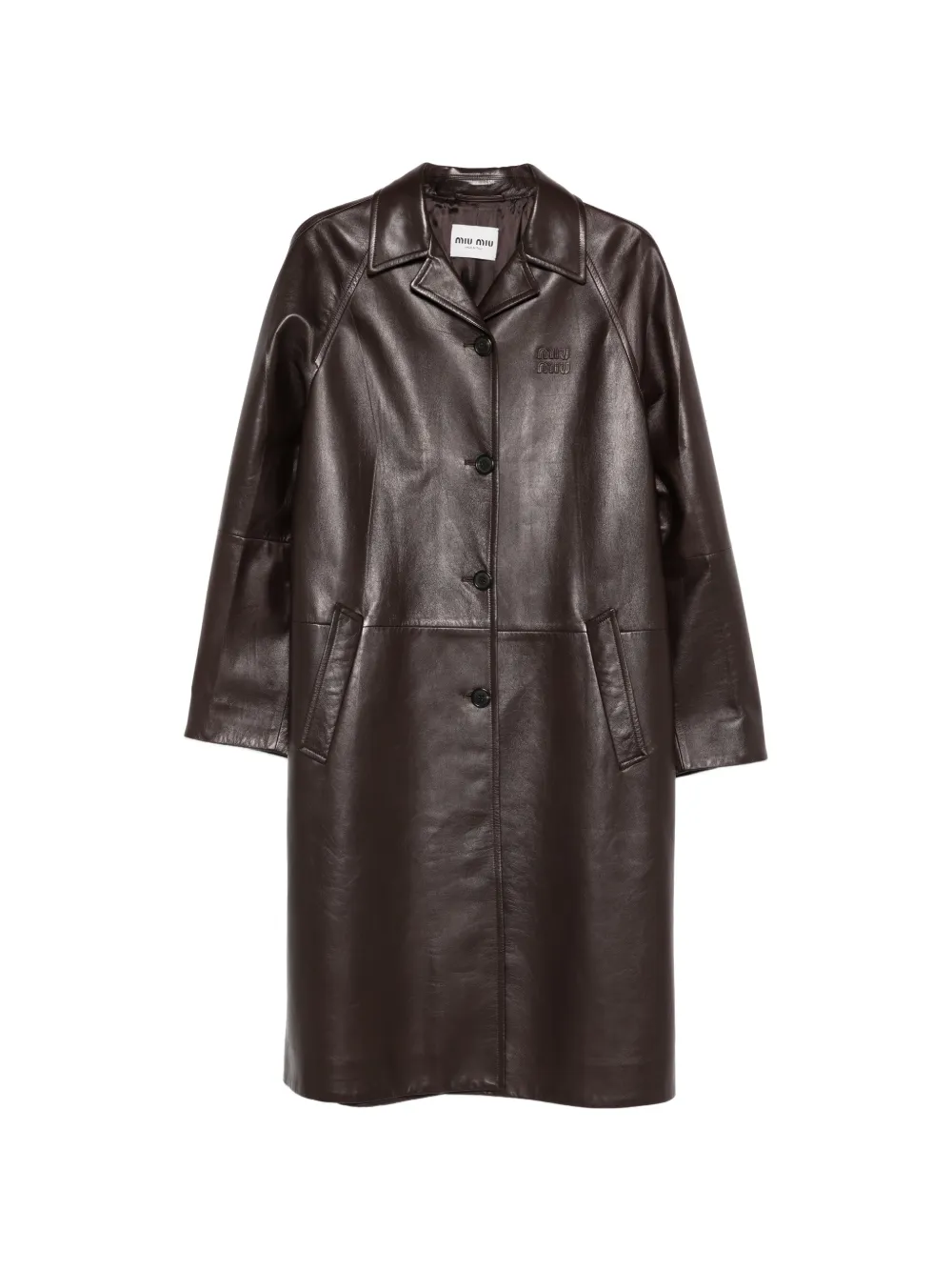 

Пальто на пуговицах с логотипом Miu Miu, коричневый