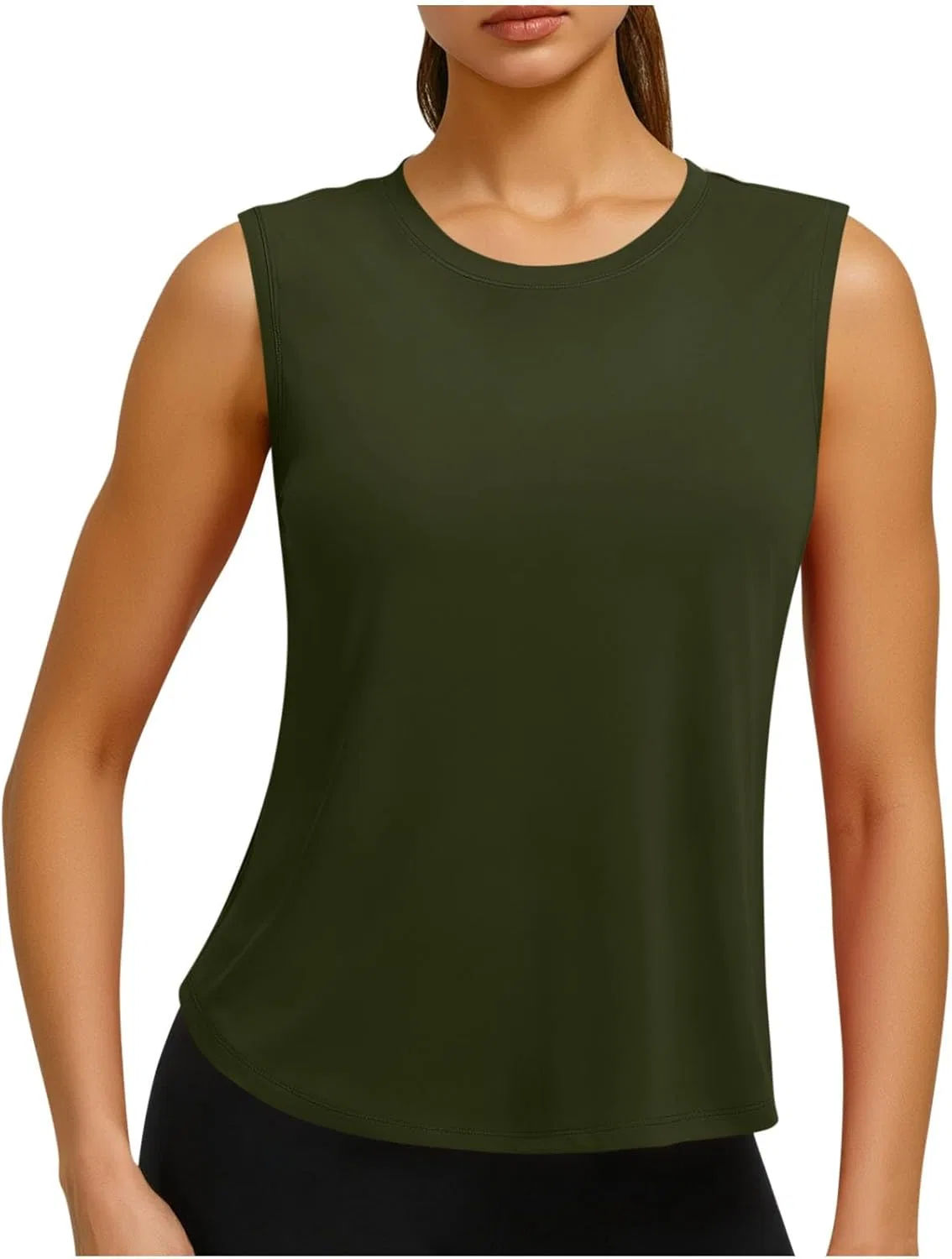 Женский топ для тренировок, дышащий, Athletic Tank Top, Army Green