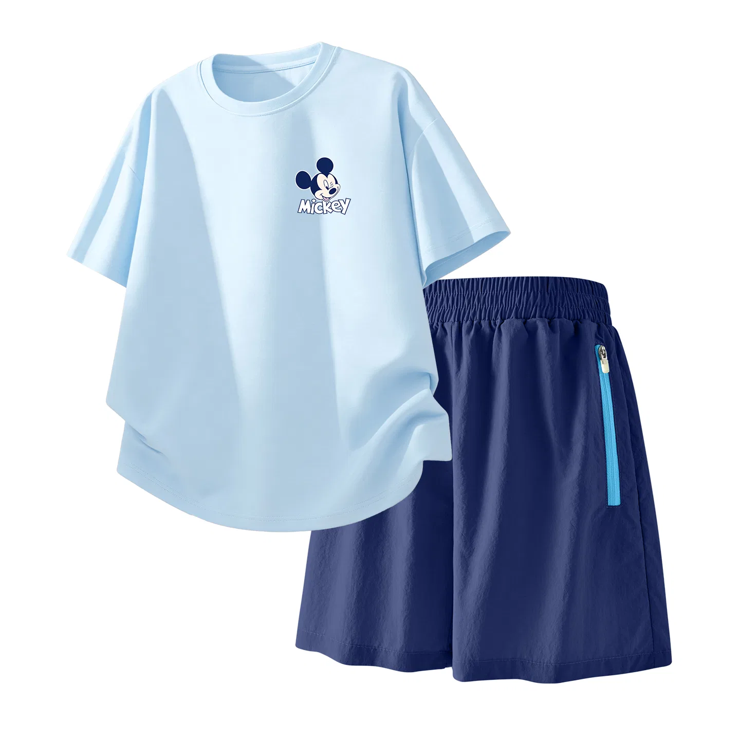 Детский спортивный костюм Casual Sportswear 2 Piece Set Disney, Cosmic Sky Blue+Solid Color Deep Sea Blue — фото 4