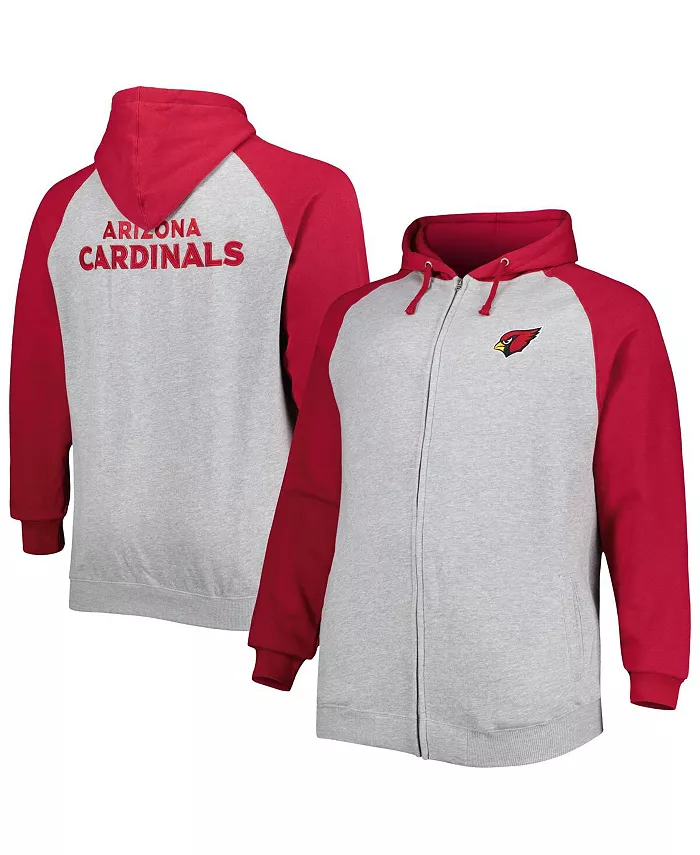 

Мужская толстовка с капюшоном на молнии Big Tall Fleece Raglan Arizona Cardinals цвета вересково-серого Fanatics