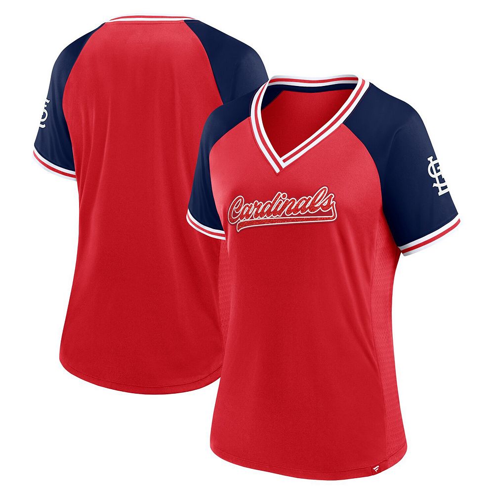 

Красная женская футболка Fanatics St. Louis Cardinals Glitz & Glam League Diva Raglan с v-образным вырезом Fanatics Brands - White Label, цвет Crd Red