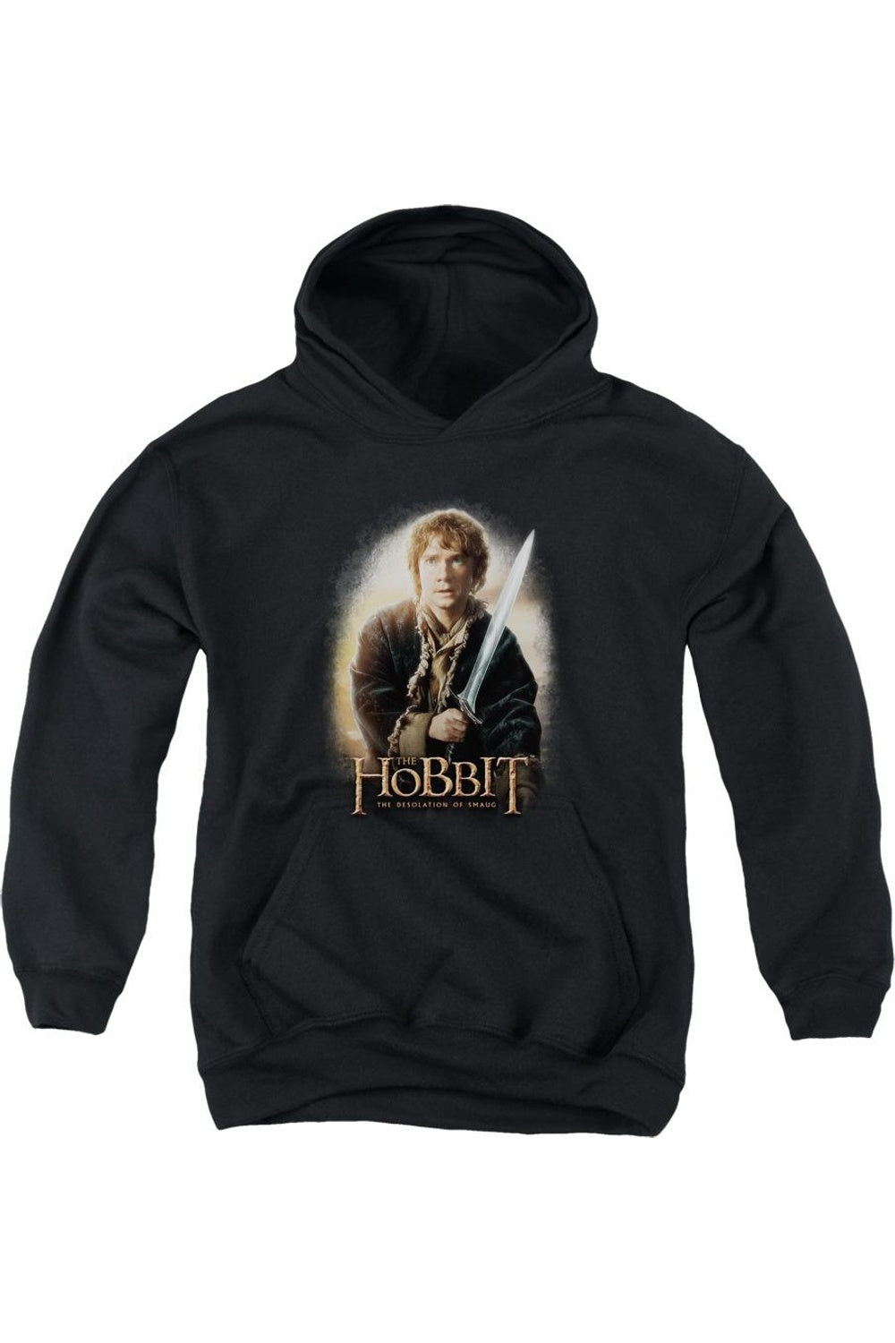 

Толкиеновский Хоббит Бильбо и Жало худи для подростков Gildan, черный