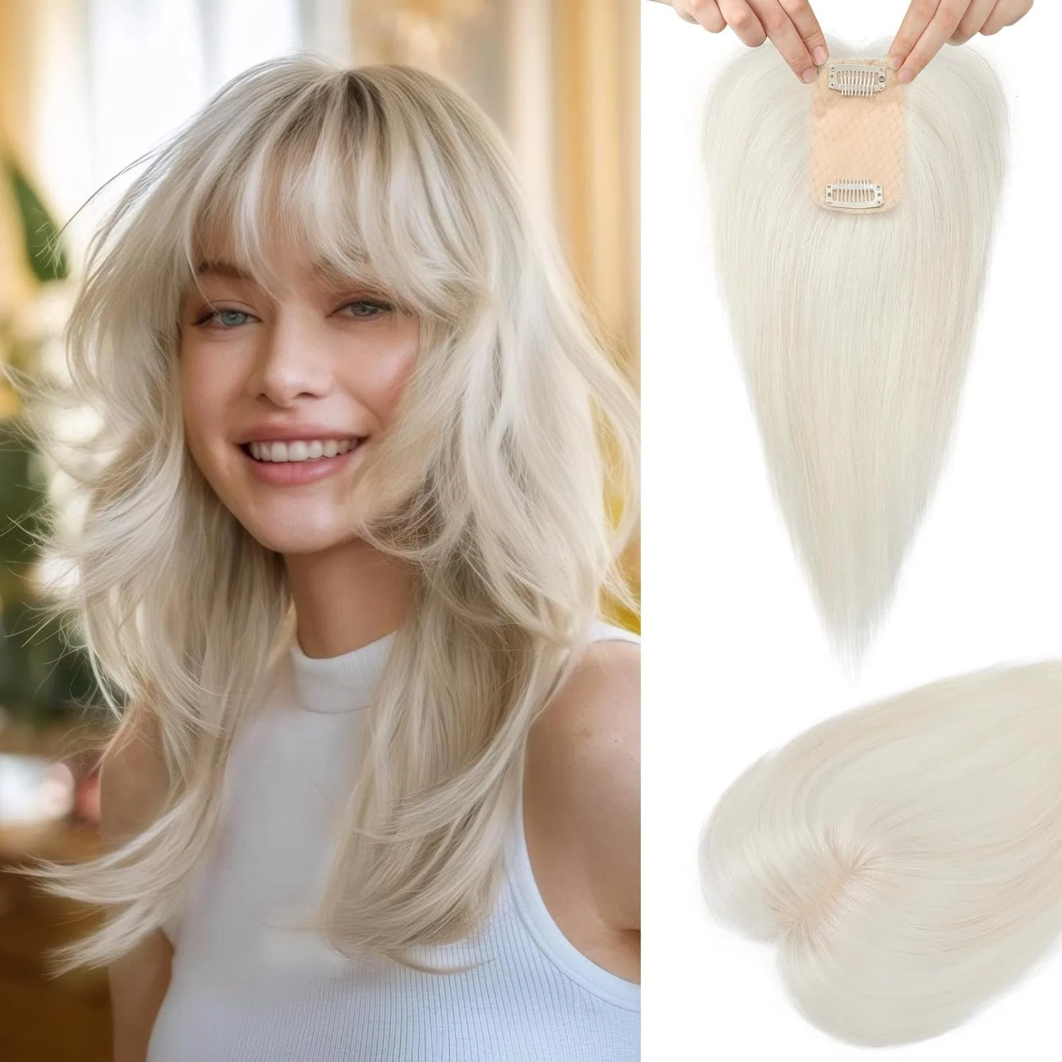 Накладка для волос из натуральных волос «Flufymooz» Flufymooz, White Blonde