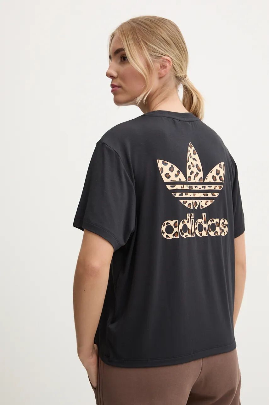 

Футболка adidas Originals Trefoil с леопардовым принтом, черный
