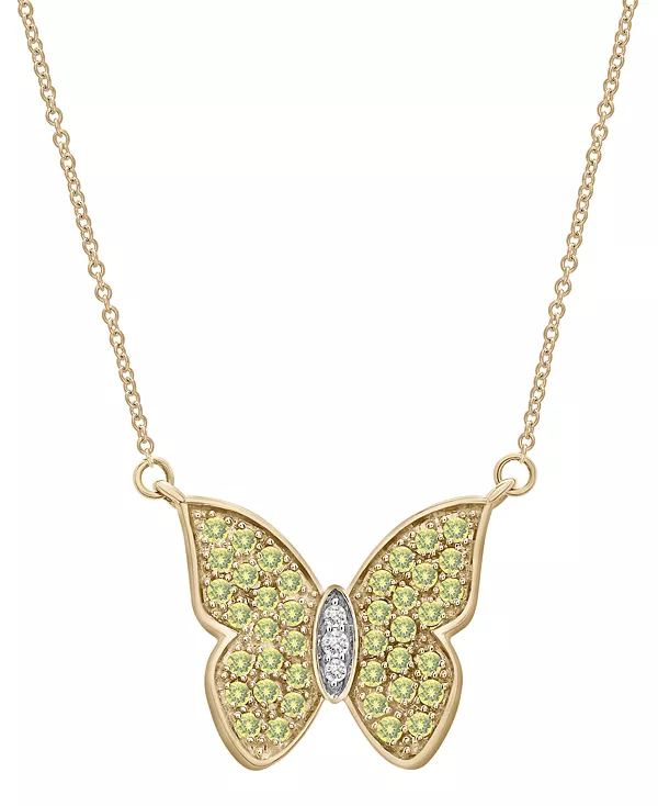 

Ожерелье с подвеской в виде бабочки длиной 17 дюймов с гранатом (1-1/5 карата tw) и белым топазом (1/10 карата tw) из стерлингового серебра с позолотой 14 карат (также с перидотом) Macy'S, peridot