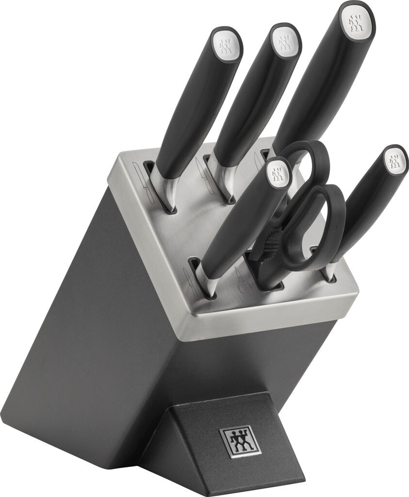 

ZWILLING All * Набор блоков ножей Star с технологией KiS, 7 предметов, кухонные ножи антрацитового цвета, закаленные льдом, черный