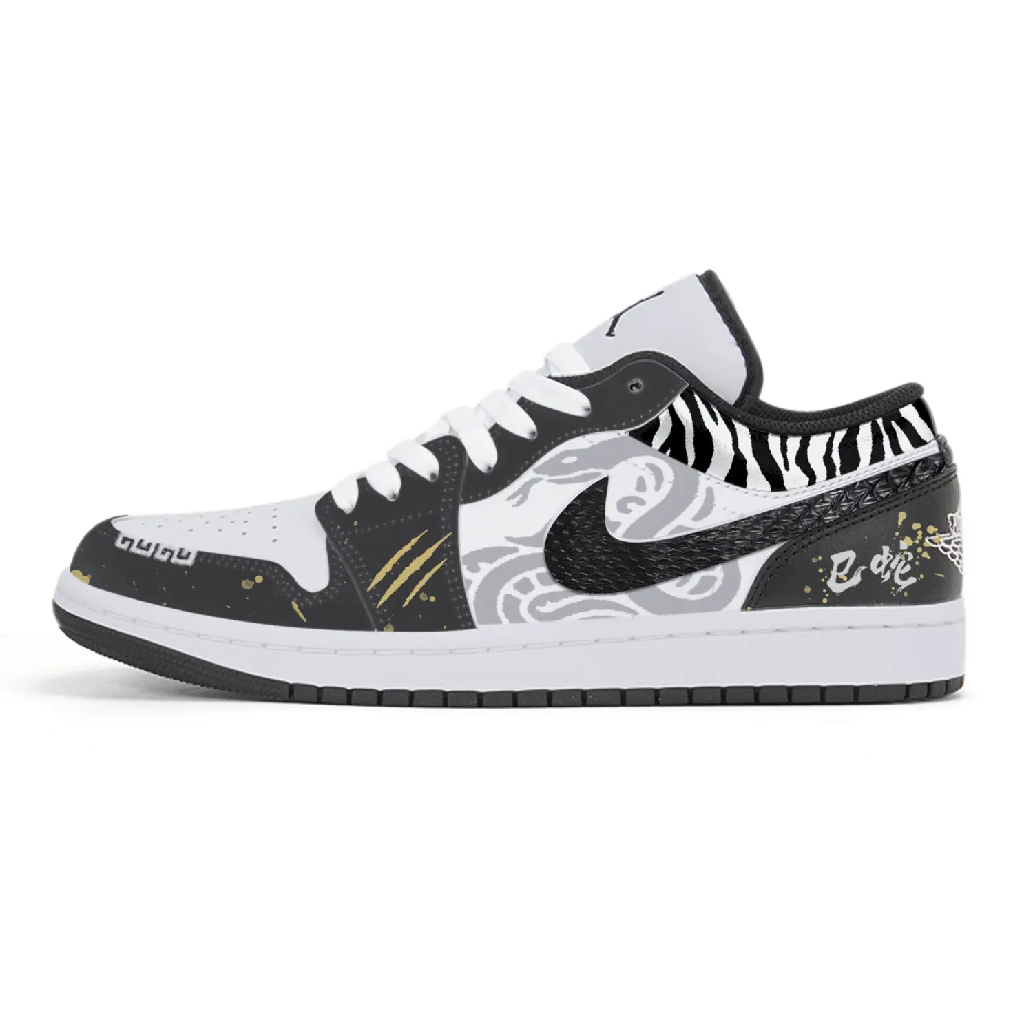 

Jordan Кроссовки Air 1 Snakeskin Print Crown устойчивые к истиранию низкие винтажные баскетбольные мужские Black Gray