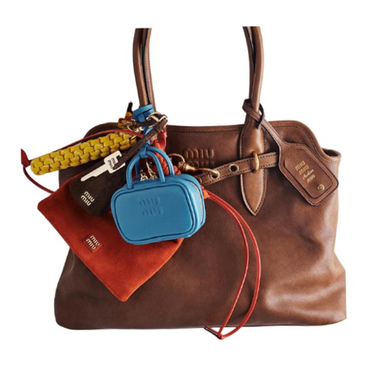 MIU MIU Кожаный брелок для сумки Cocoa Brown, Cocoa Brown — фото 2
