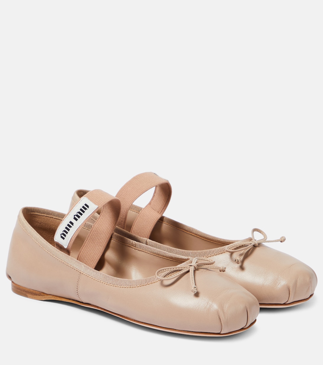 Кожаные балетки с логотипом Miu Miu, Ninfea