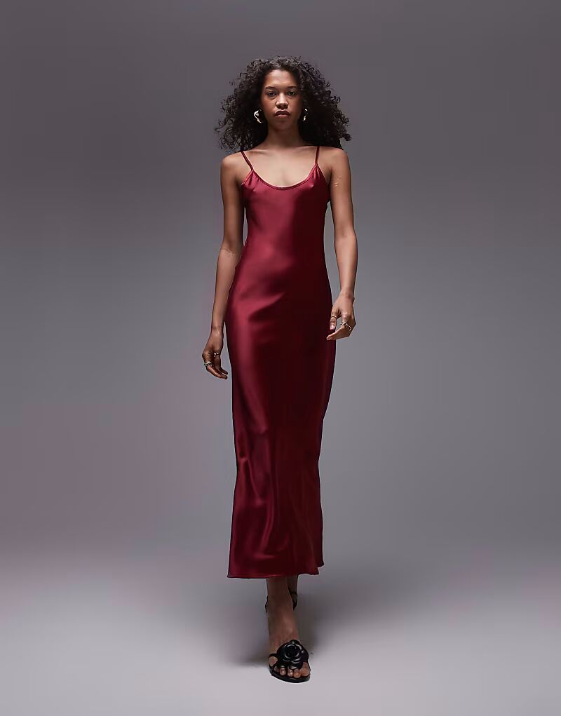 

Платье-комбинация макси Scoop Cami в бордовом цвете Topshop