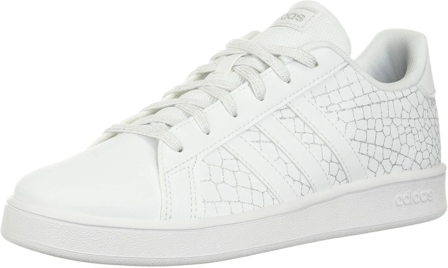 Детские теннисные кроссовки унисекс Grand Court Lifestyle на шнуровке adidas, серебро