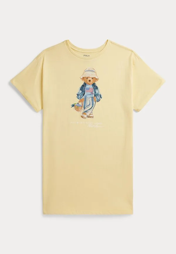 Платье из хлопкового трикотажа с изображением медведя поло Polo Ralph Lauren, Yellow — фото 3