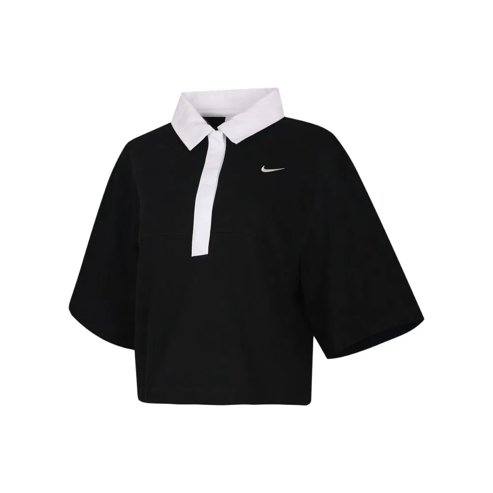 Поло женское черное с воротником поло Nike, Black