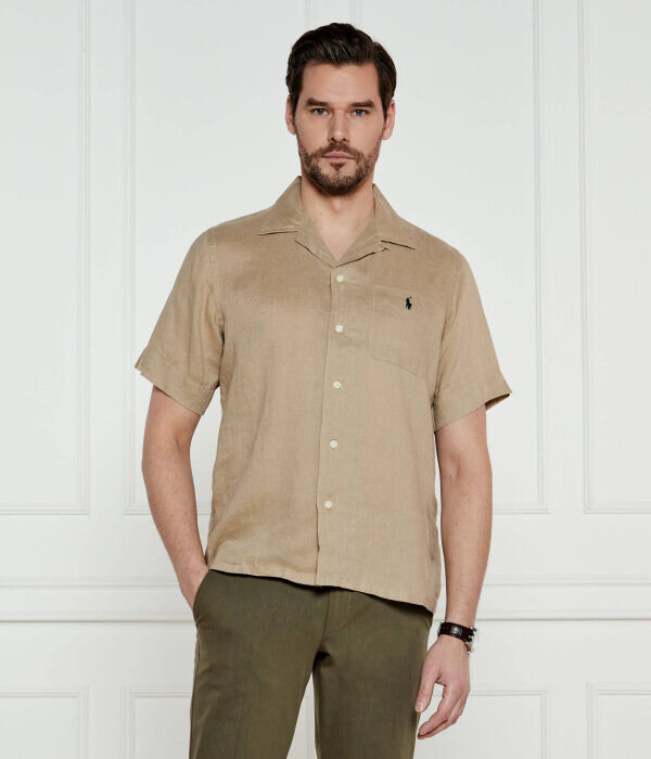 

Рубашка мужская Polo Ralph Lauren льняная с коротким рукавом, бежевый