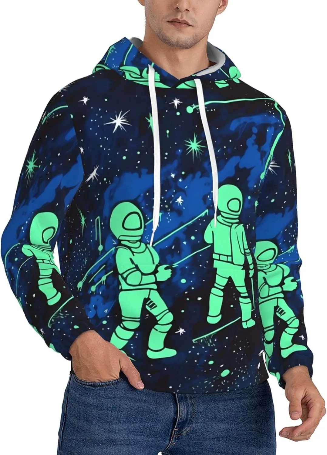 

Мужская толстовка с капюшоном из флиса, с длинным рукавом, светящаяся в темноте KKLWEGU