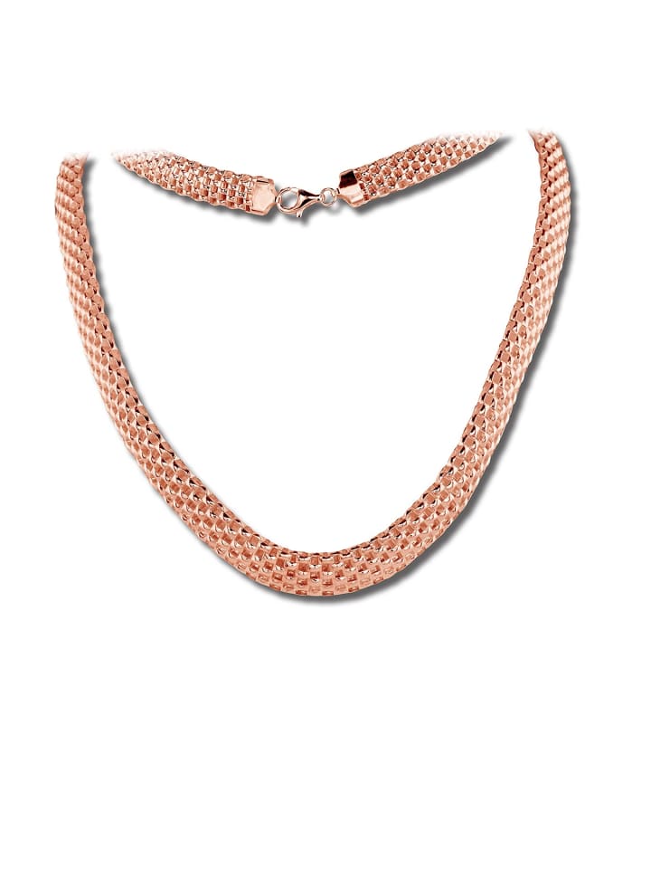 

SilberDream Плетеное женское ожерелье из серебра 925 пробы с золотым покрытием (333 проба розового золота), длина около 45 см