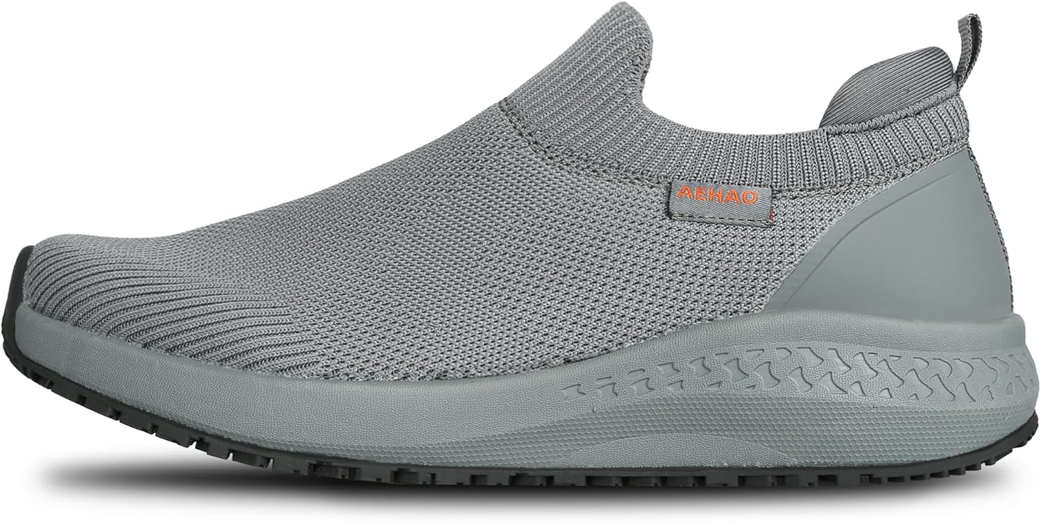 

Мужские ботинки с противоскользящей подошвой, водонепроницаемые, для ресторана, обувь для повара для кухни и больницы, устойчивые к скольжению, с амортизирующей подкладкой, легко очищаемые, современный дизайн, дышащие и легкие Aehao, серый