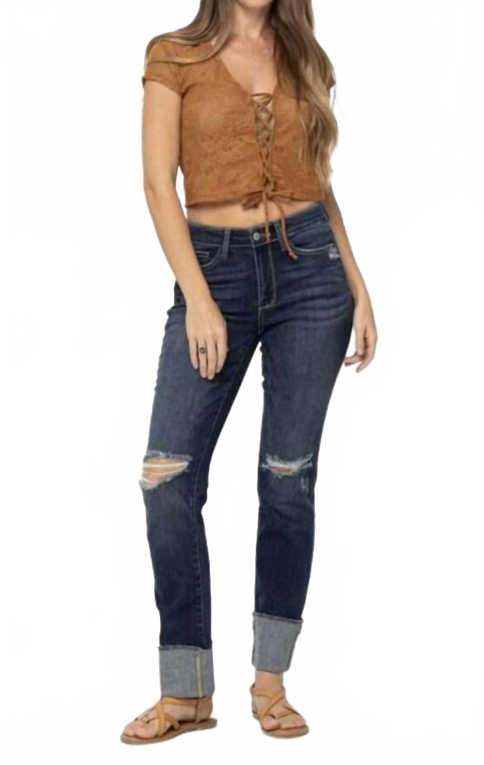 

Женские прямые джинсы в синем цвете Judy Blue