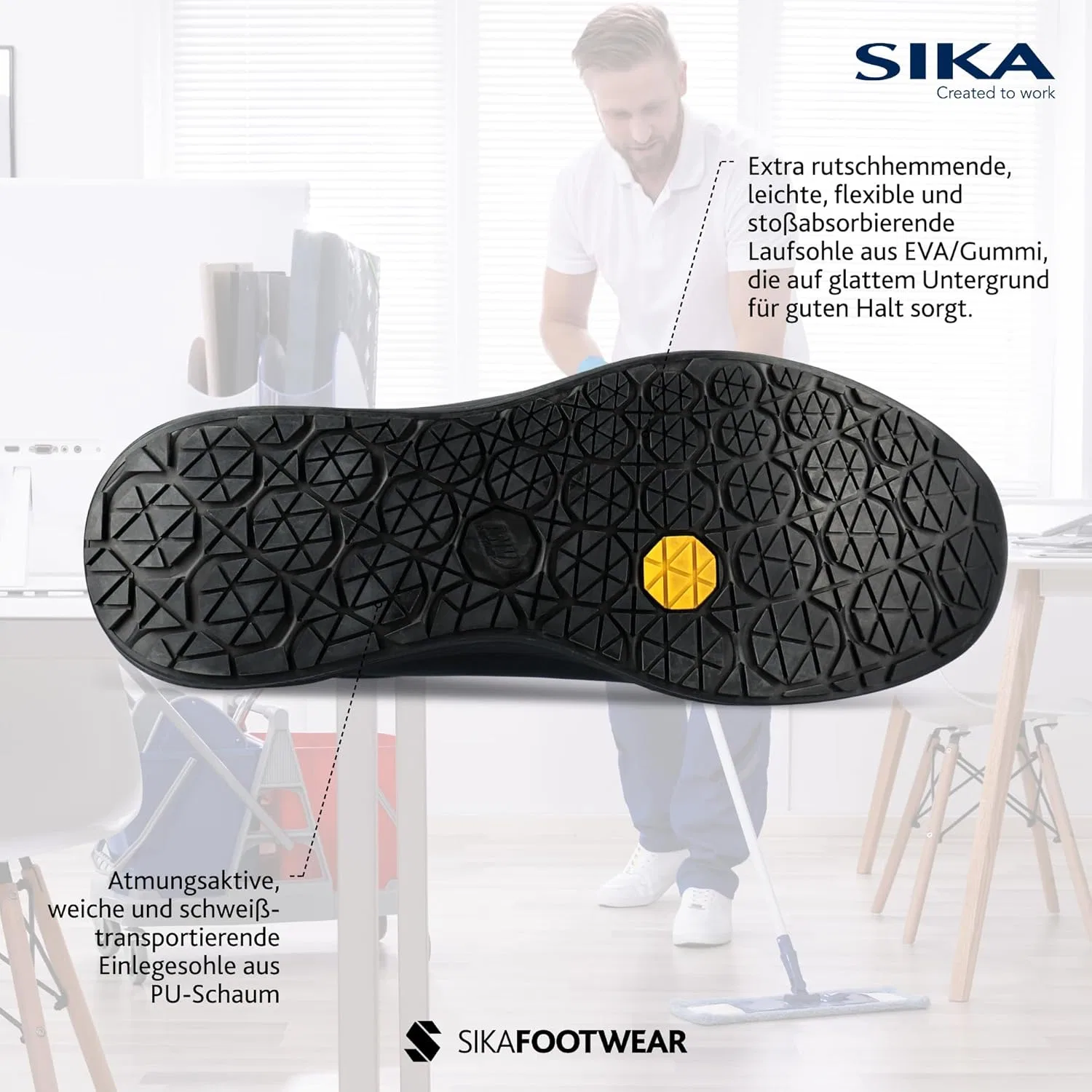 Рабочие кроссовки SIKA Sneaker Lifegrip ESD для мужчин и женщин, O2 SRC | Легкая рабочая обувь с первоклассной противоскользящей подошвой и амортизацией | Мягкая обувь для медицинского персонала, больниц и кухни, Black — фото 4