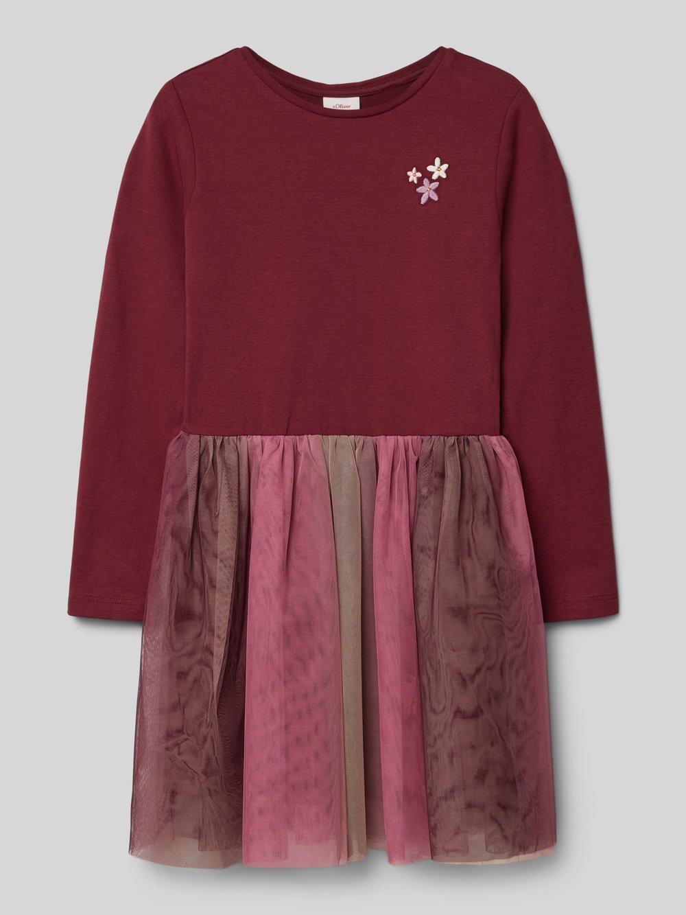 

Платье прямого кроя с юбкой из тюля и вышивкой s.Oliver RED LABEL, бордовый