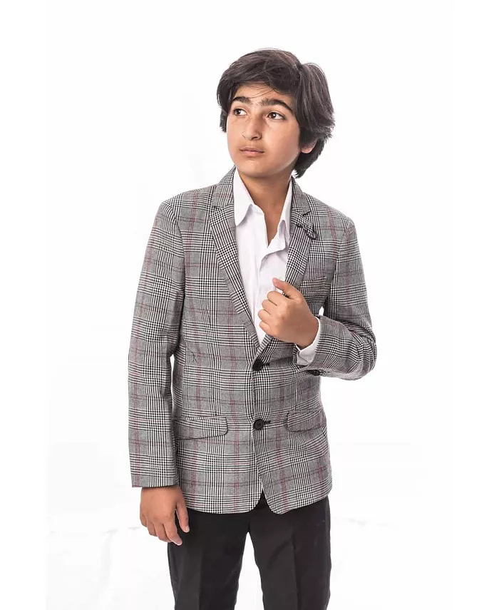 

Серый стройный клетчатый костюм Big Boys Slim Fit Elie Balleh