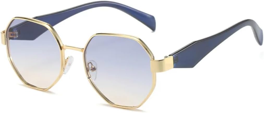 

Солнцезащитные очки для мужчин и женщин - защита от УФ-излучения UV400 - металлические петли в стиле панк, градиентная расцветка, для занятий спортом на открытом воздухе и вождения DSVIGF, Bluegold-blue