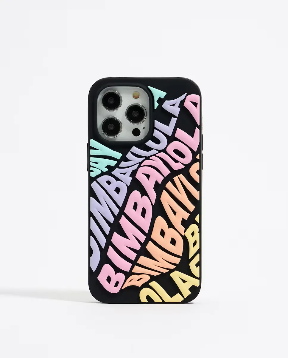 

Чехол для iPhone 14 Pro Max силиконовый с разноцветным логотипом Bimba y Lola, мультиколор