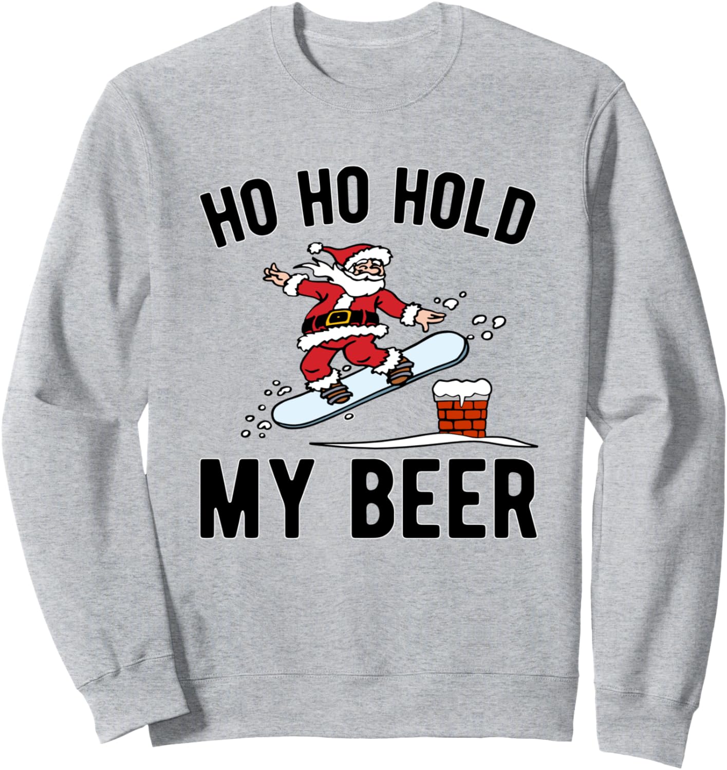 

Ho Ho Hold My Beer Толстовка Санты для сноуборда Goodtogotees, серый