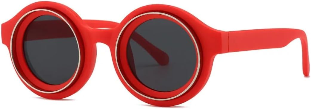 

Модные винтажные круглые солнцезащитные очки для женщин и мужчин в стиле панк, роскошные классические очки в стиле стимпанк с защитой от УФ-излучения UV400 VFDHN, Red Black