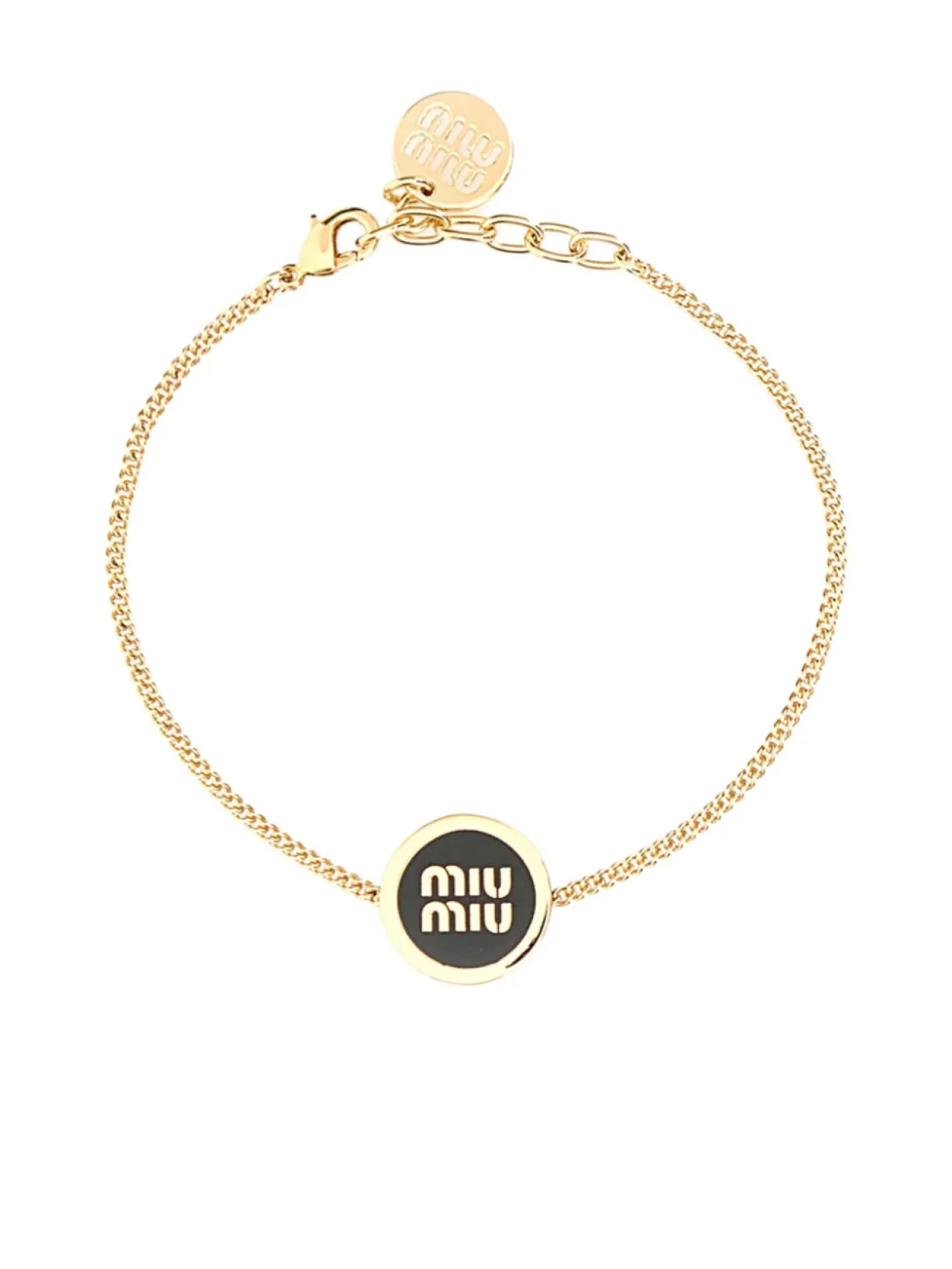 

Miu Miu браслет с логотипом, золотой
