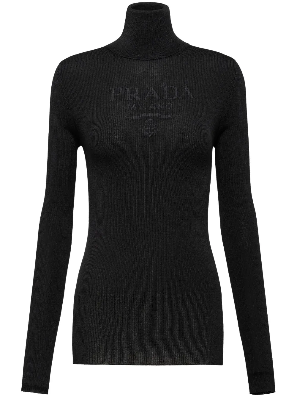 

Джемпер с высоким воротником и логотипом Prada, черный
