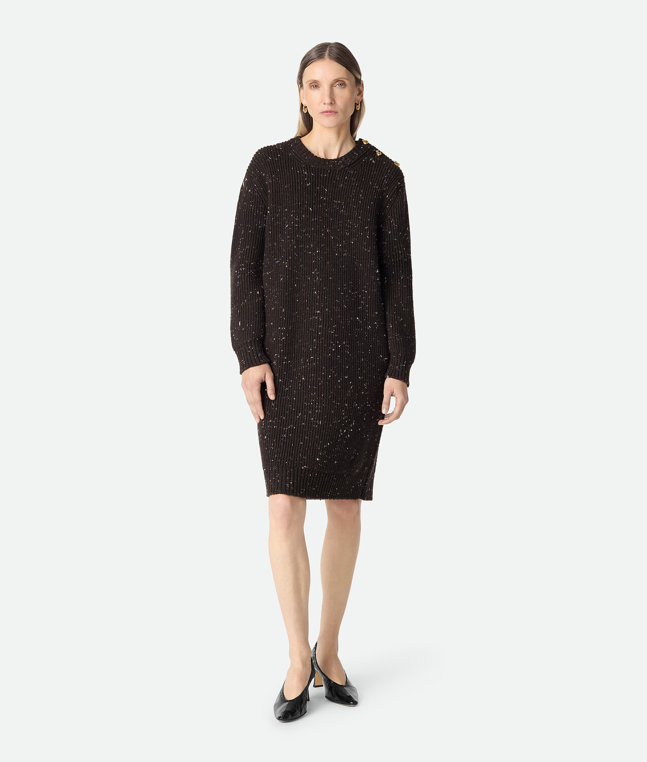 

Wool english rib dress BOTTEGA VENETA, фондан