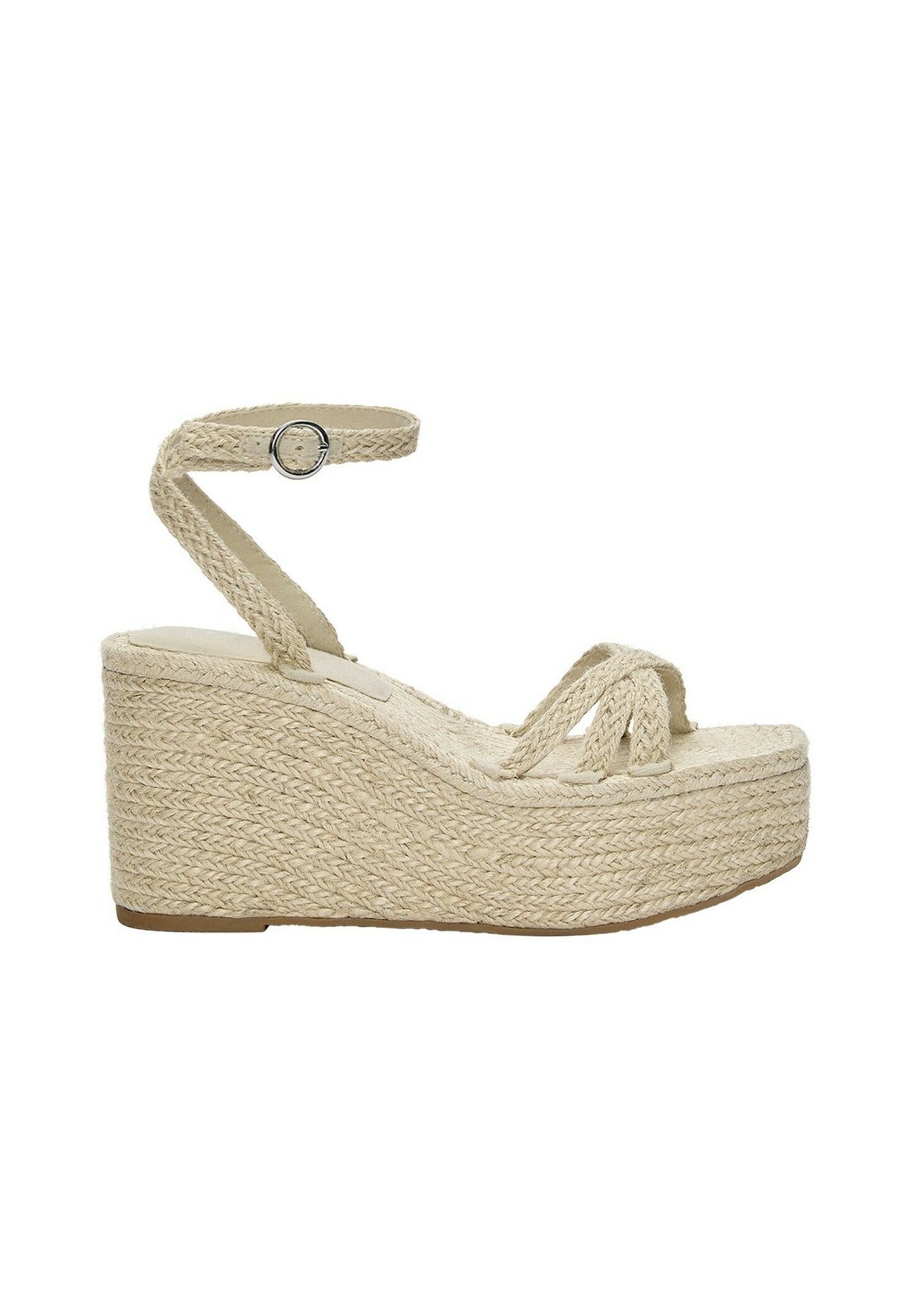 Босоножки на танкетке High heeled sandals PULL&BEAR, бежевый