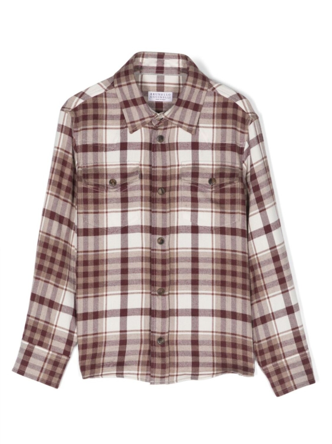 

Brunello Cucinelli Kids рубашка в клетку, нейтральный цвет