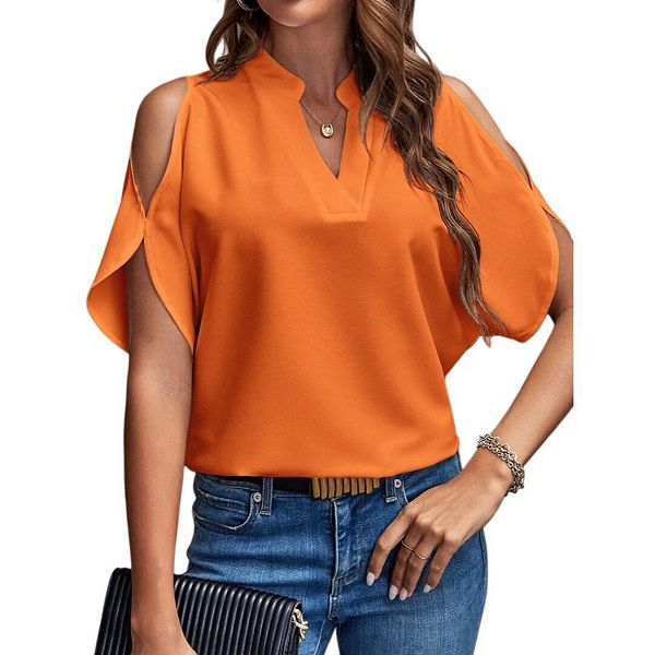 

Женская блузка с коротким рукавом и вырезом на плечах Yesfashion, Orange