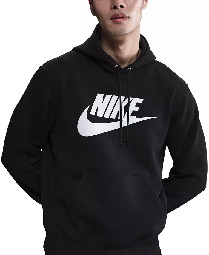 Мужской худи Club Fleece стандартного кроя с логотипом Nike, черный — фото 2