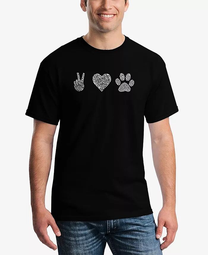 

Футболка мужская с коротким рукавом Peace Love Dogs Word Art LA Pop Art, черный