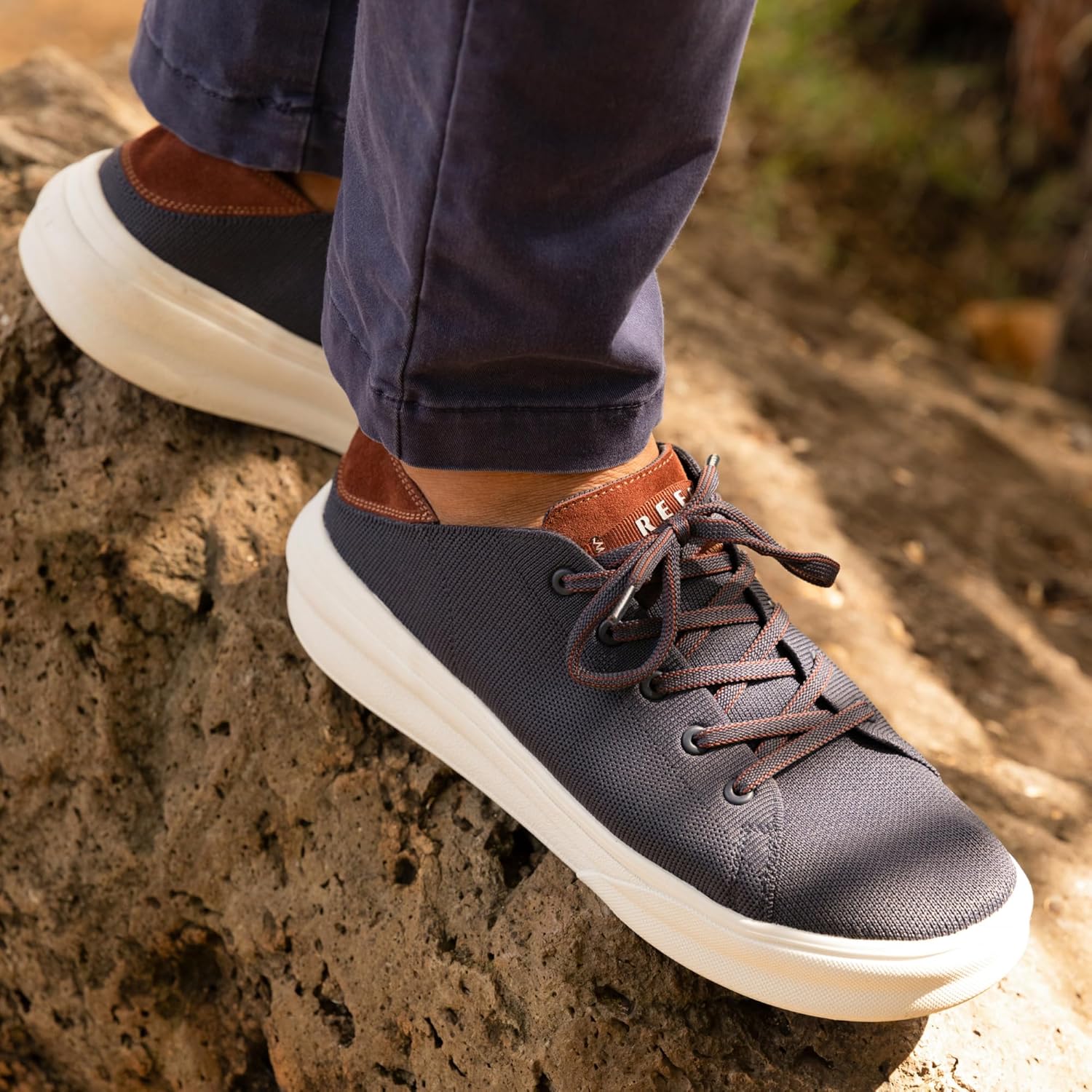 Мужские кроссовки REEF Swellsole Atlantic, легкие, верх из дышащего трикотажа, мягкая стелька, темно-синий/капучино, размер 8,5 — фото 2