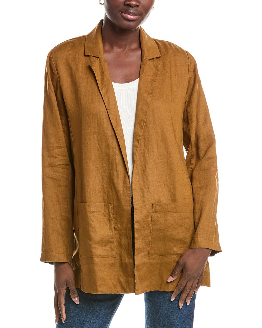 

EILEEN FISHER Блейзер с вырезом воротника из длинного льна, коричневый
