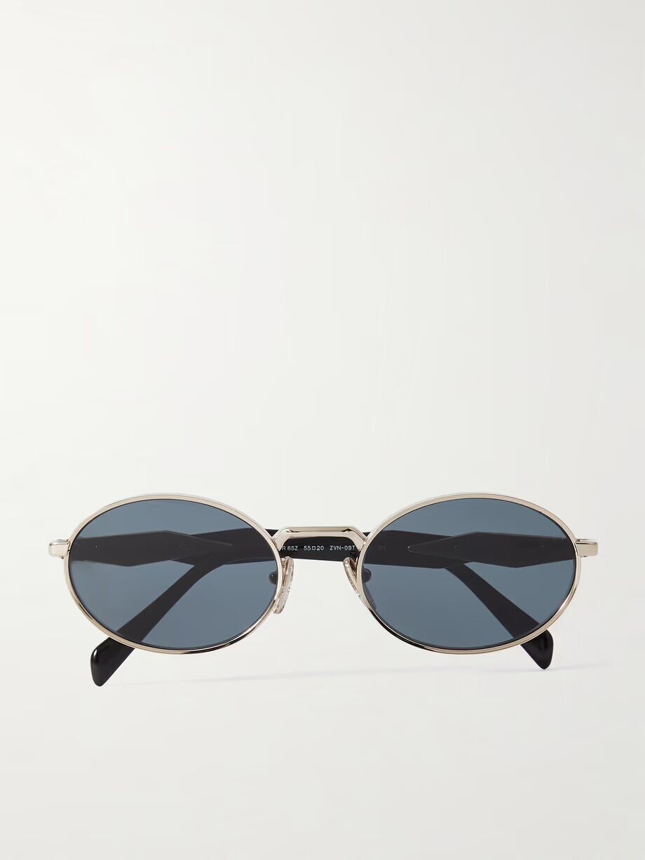 

Солнцезащитные очки в овальной оправе из ацетата и золота Prada Eyewear, золотой