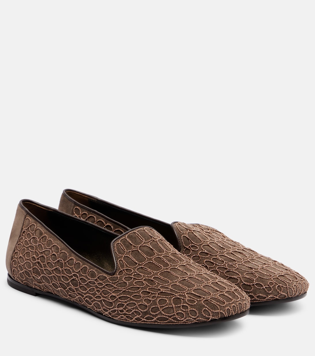 Декорированные замшевые лоферы Brunello Cucinelli, Medium Brown