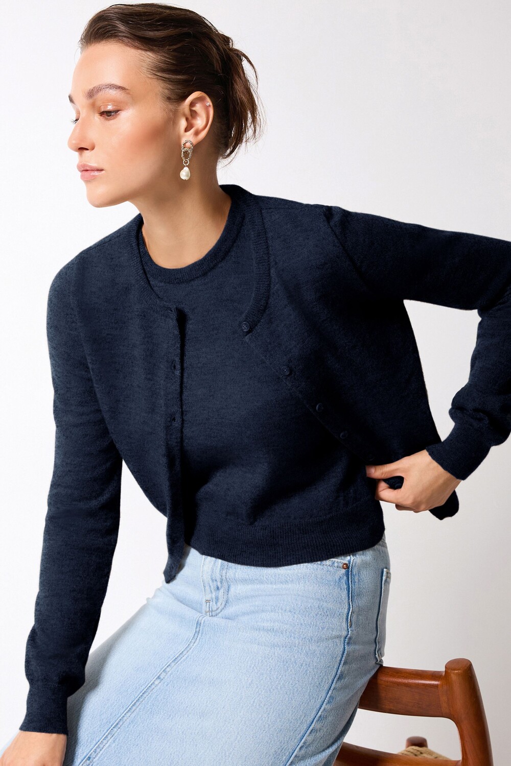 

Вязаный кардиган ко-орд Next, синий