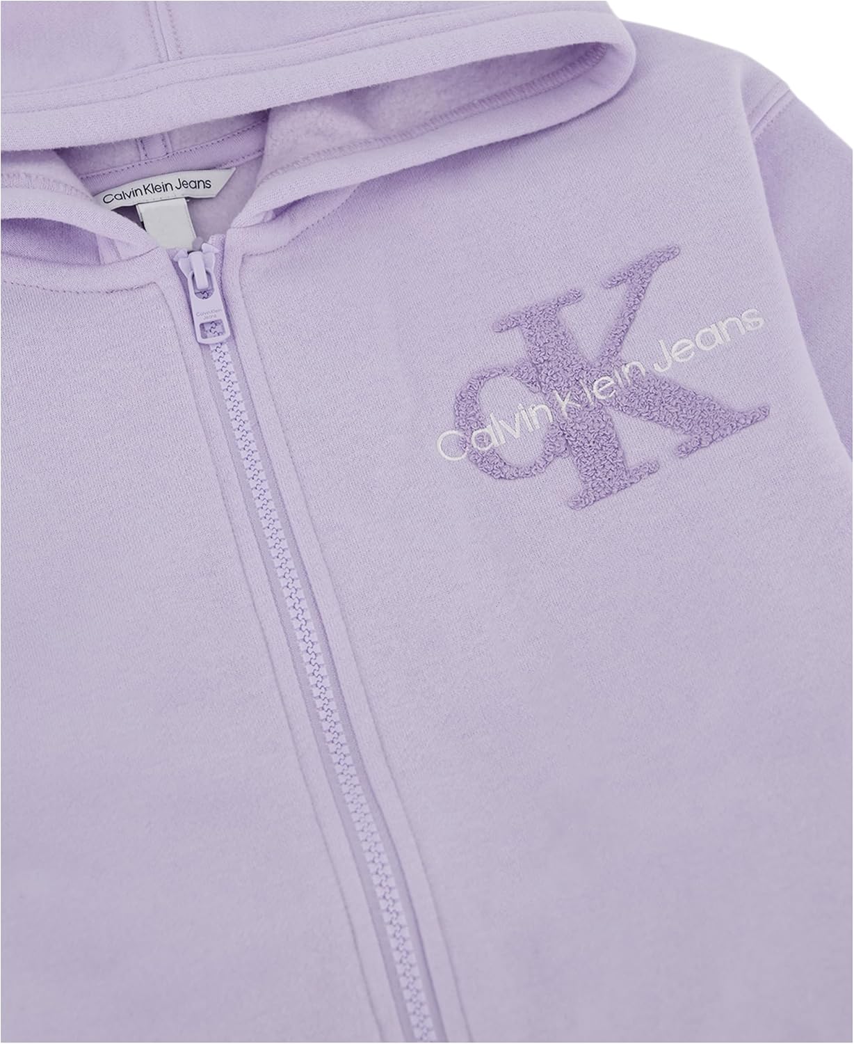 Толстовка Calvin Klein для девочек с длинным рукавом и молнией из флиса, Pale Lavender — фото 3