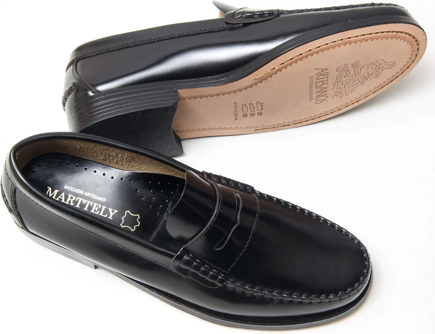Лоферы Castellanos Artesanos с кожаной подошвой, ручная работа, Испания Marttely, Black — фото 3