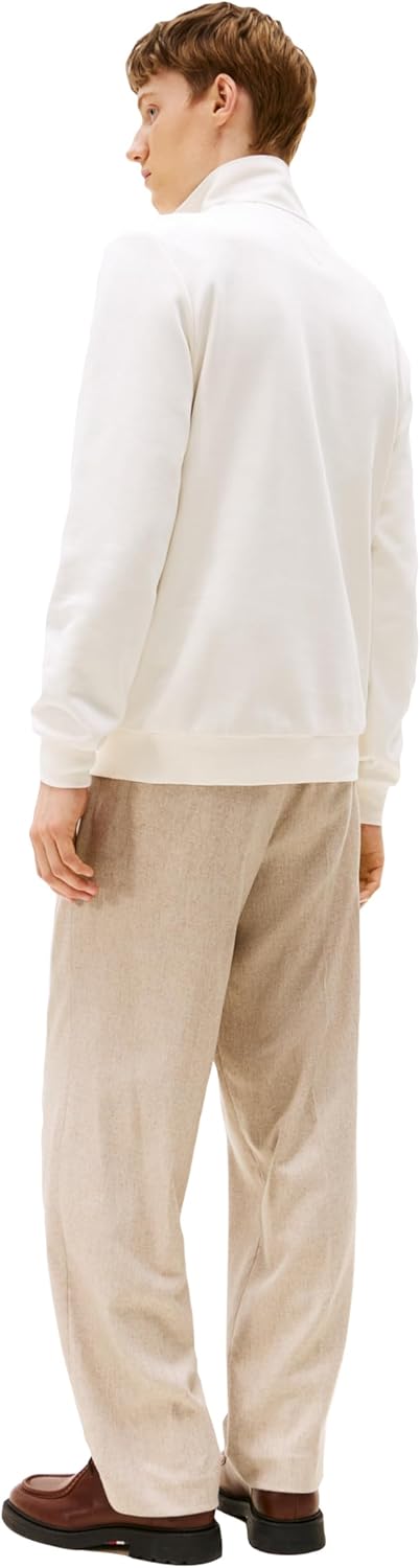 Мужская толстовка Tommy Hilfiger средней плотности с застежкой-молнией 1/4, Ivory Petal — фото 4