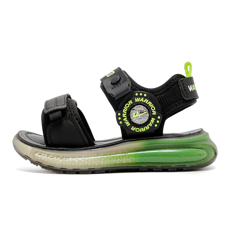 

Детские сандалии Warrior с противоскользящей подошвой и дышащим верхом черно-зеленые Kids'