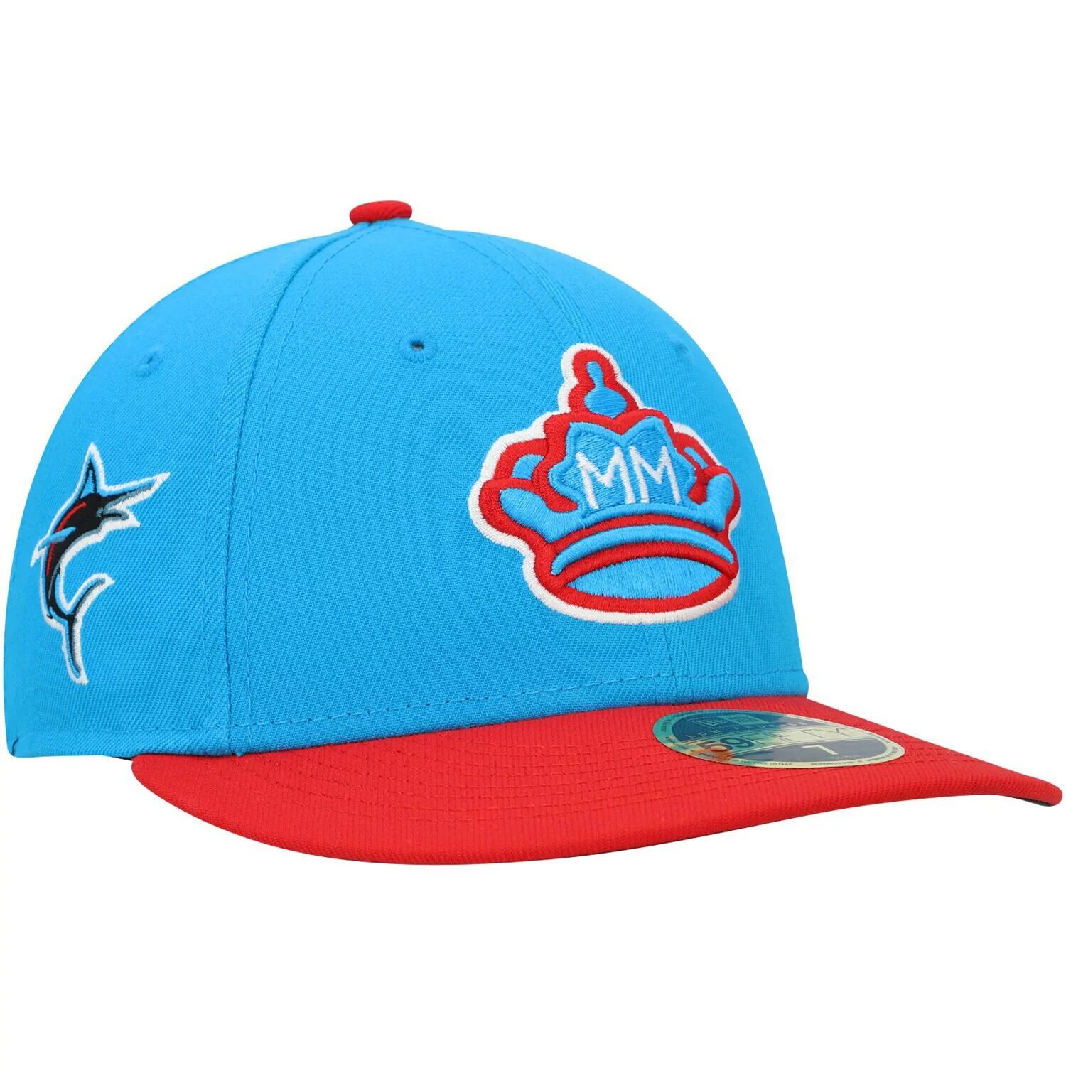 

Мужская приталенная шляпа New Era сине-красная Miami Marlins City Connect 59FIFTY